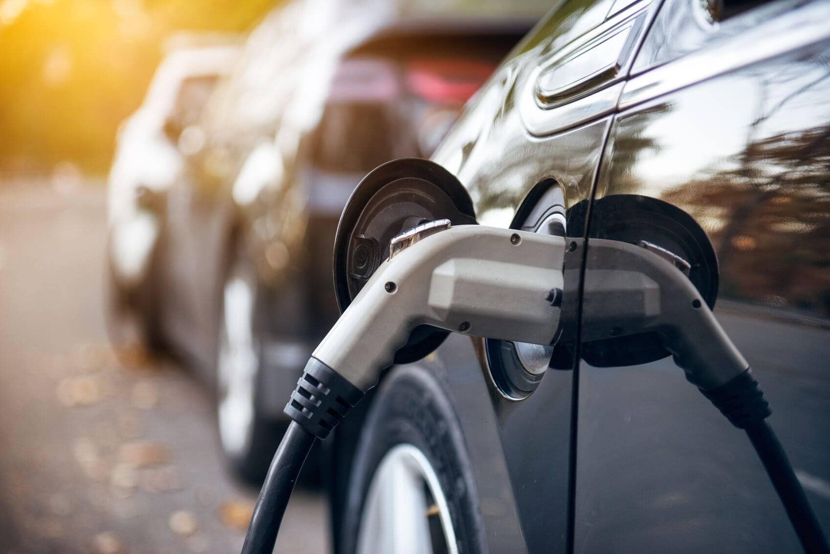 Series of electric cars charging